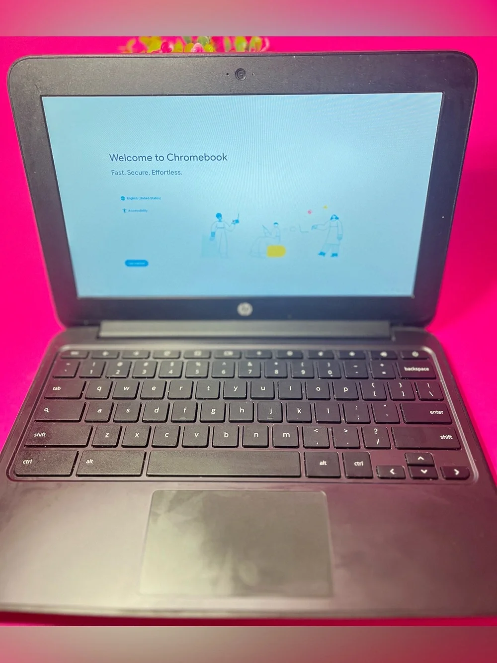HP Black Chromebook Laptop with Built-in Webcam